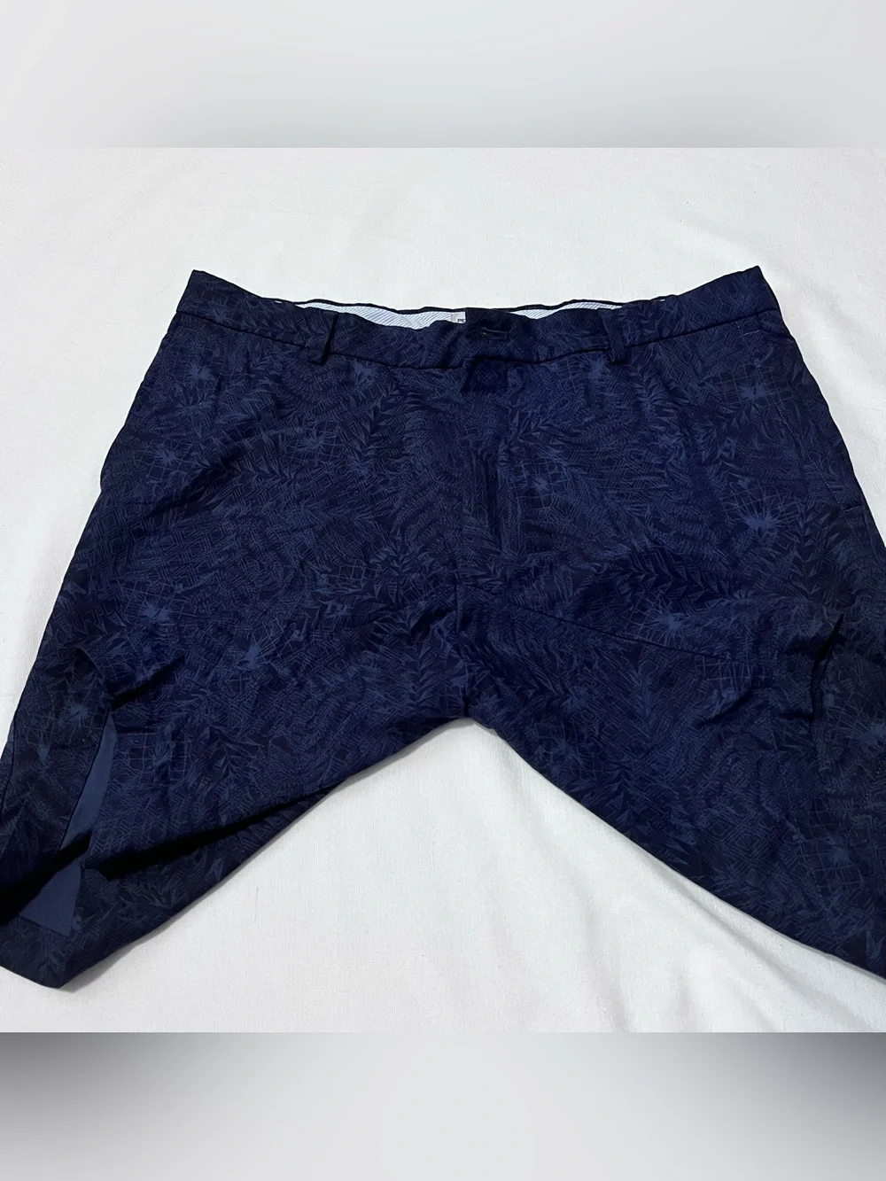 Peter Millar Crown Sport Navy Tropical Palm Print Golf Shorts 9” 35